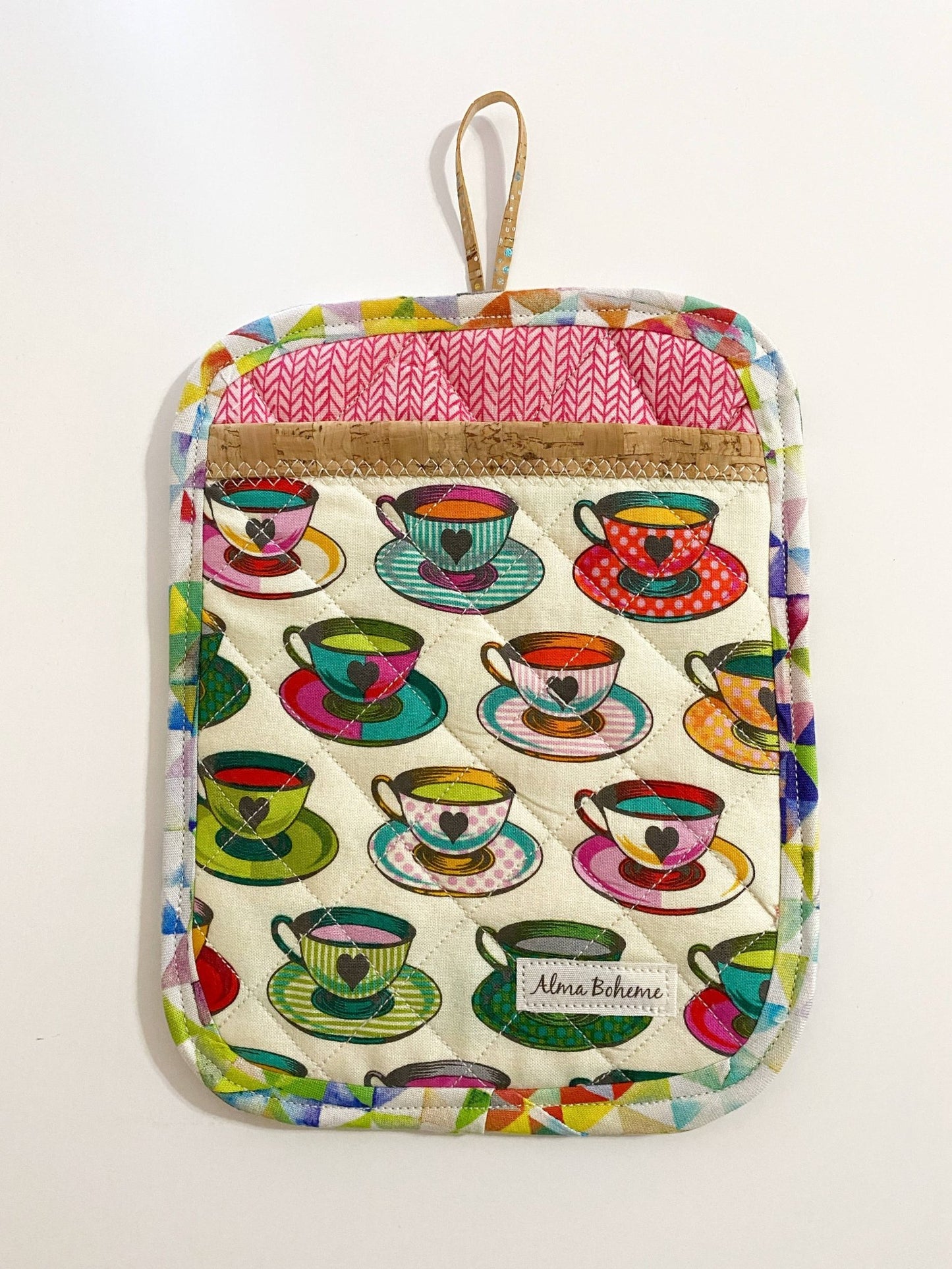 Cork & Cotton Sustainable Pot Holder with Pocket - Alma Boheme Handmade - Burnt Honey Bakery