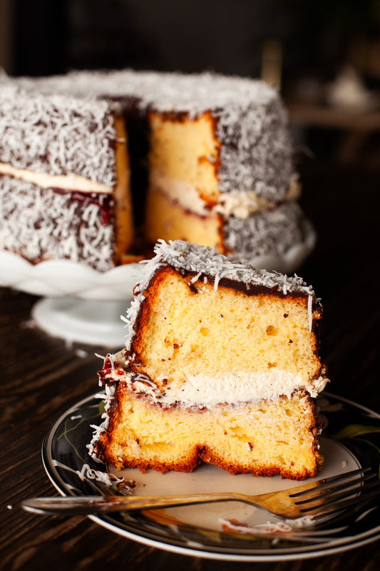 Lamington Chiffon (GF) - Burnt Honey Bakery - Burnt Honey Bakery