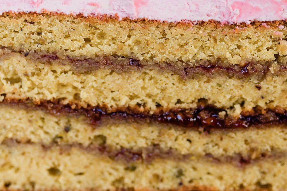 Large Three Tier 7" + 9" + 11" Pistachio & Rose Piped Dreams Cake (89 dessert serves/177 coffee serves) - Burnt Honey Bakery - Burnt Honey Bakery
