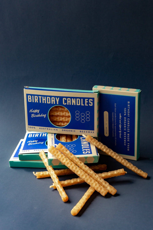 Organic Beeswax Birthday Candles - Settler Hives - Burnt Honey Bakery