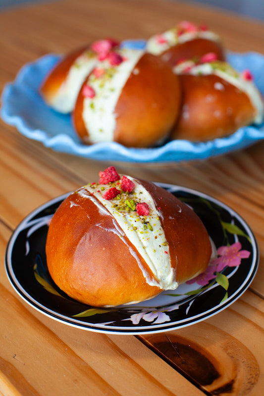 Pistachio & Strawberry Maritozzi - Burnt Honey Bakery - Burnt Honey Bakery