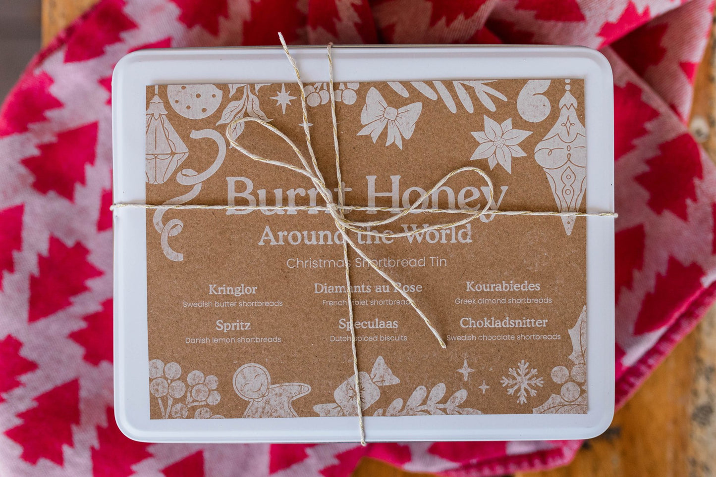 Around the world Christmas biscuit tin - Burnt Honey Bakery - Burnt Honey Bakery
