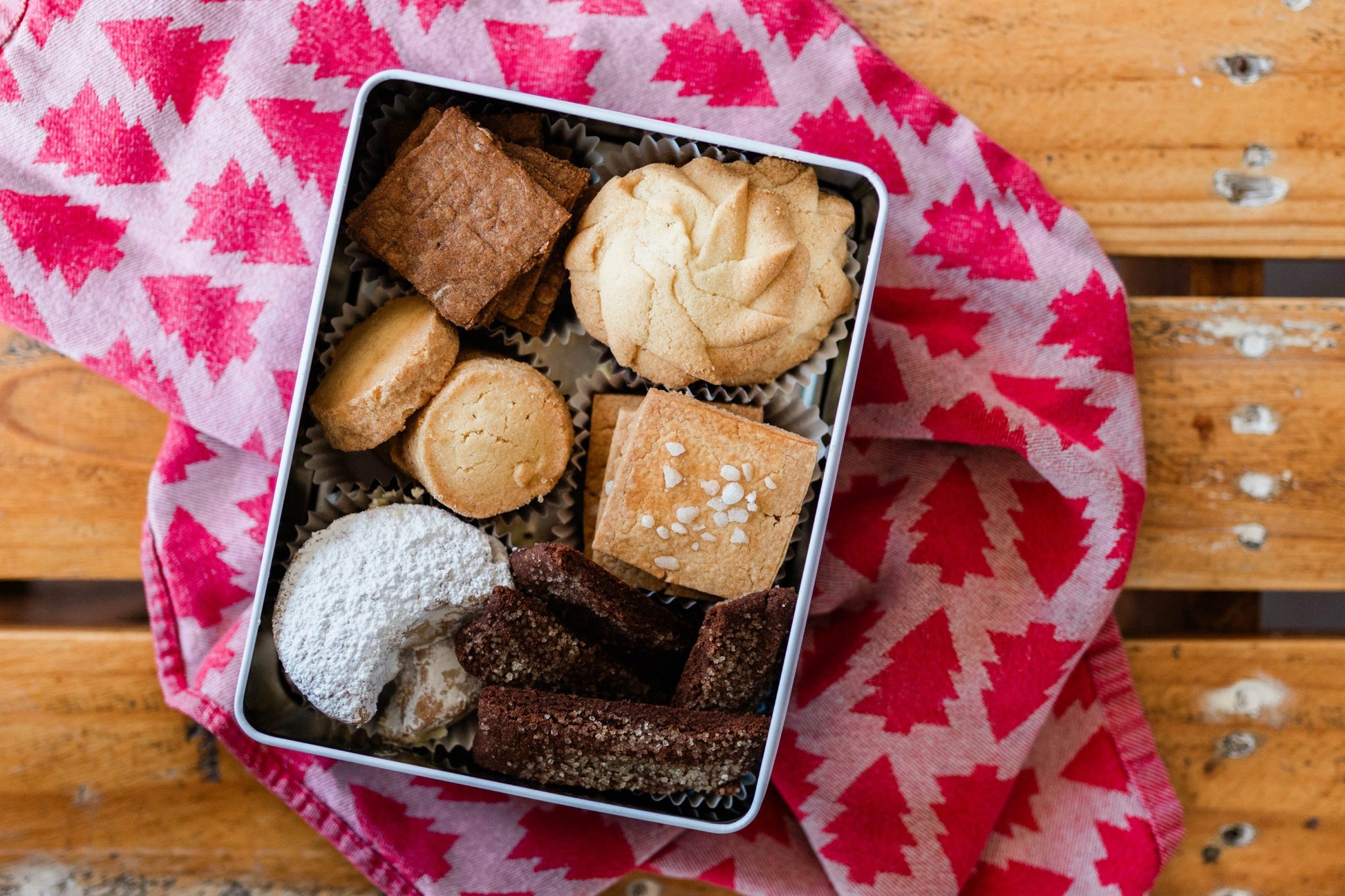 Around the world Christmas biscuit tin - Burnt Honey Bakery - Burnt Honey Bakery