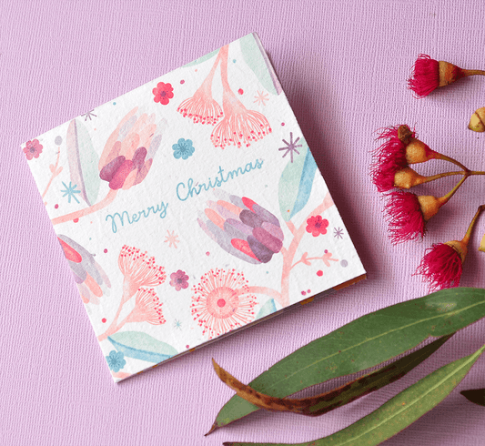 Aussie Native Pink Plantable Greeting Card - Nurturing Nature - Burnt Honey Bakery