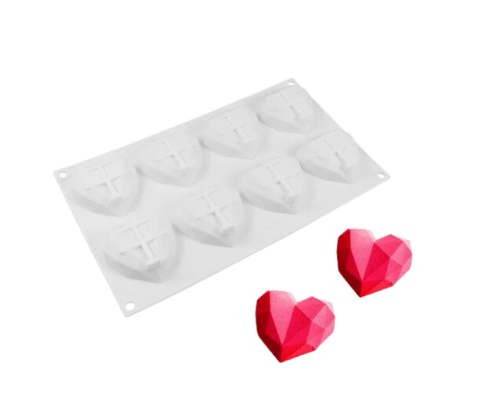 Geometric Diamond Heart Silicone Cake Mould 8 Cavity - Ultimate Cake Group - Burnt Honey Bakery