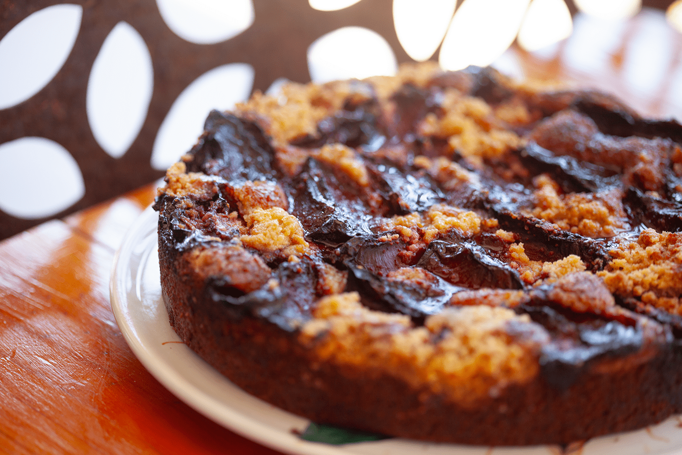 Plum Pistachio Cake (GF) - Burnt Honey Bakery - Burnt Honey Bakery