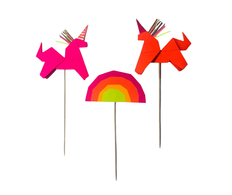 Unicorn and Rainbow Origami Cake Topper - Balin Mandalin - Burnt Honey Bakery