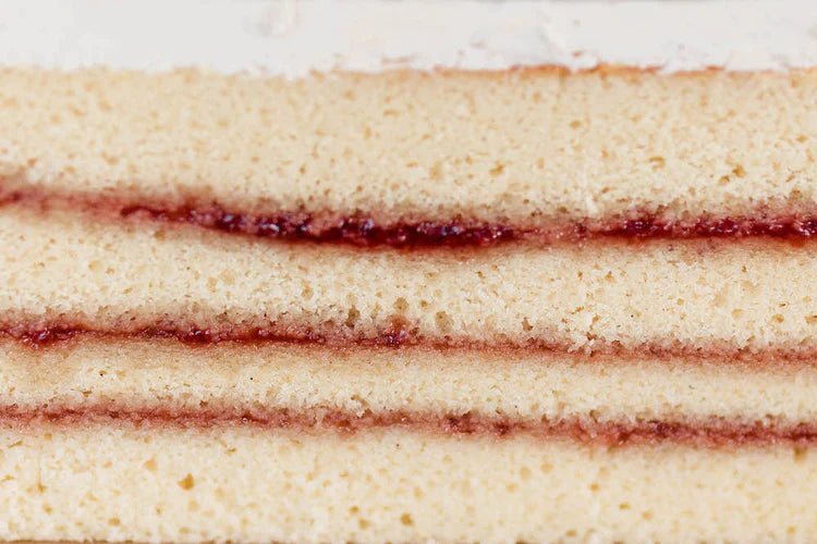 Vanilla Cake with Strawberry Jam - Burnt Honey Bakery - Burnt Honey Bakery